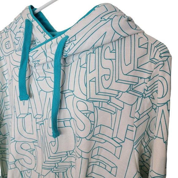 CLRIDE.n Womens 100 White Sweden Spell Out Print Pullover Hoodie Sweatshirt NWT - Picture 5 of 9